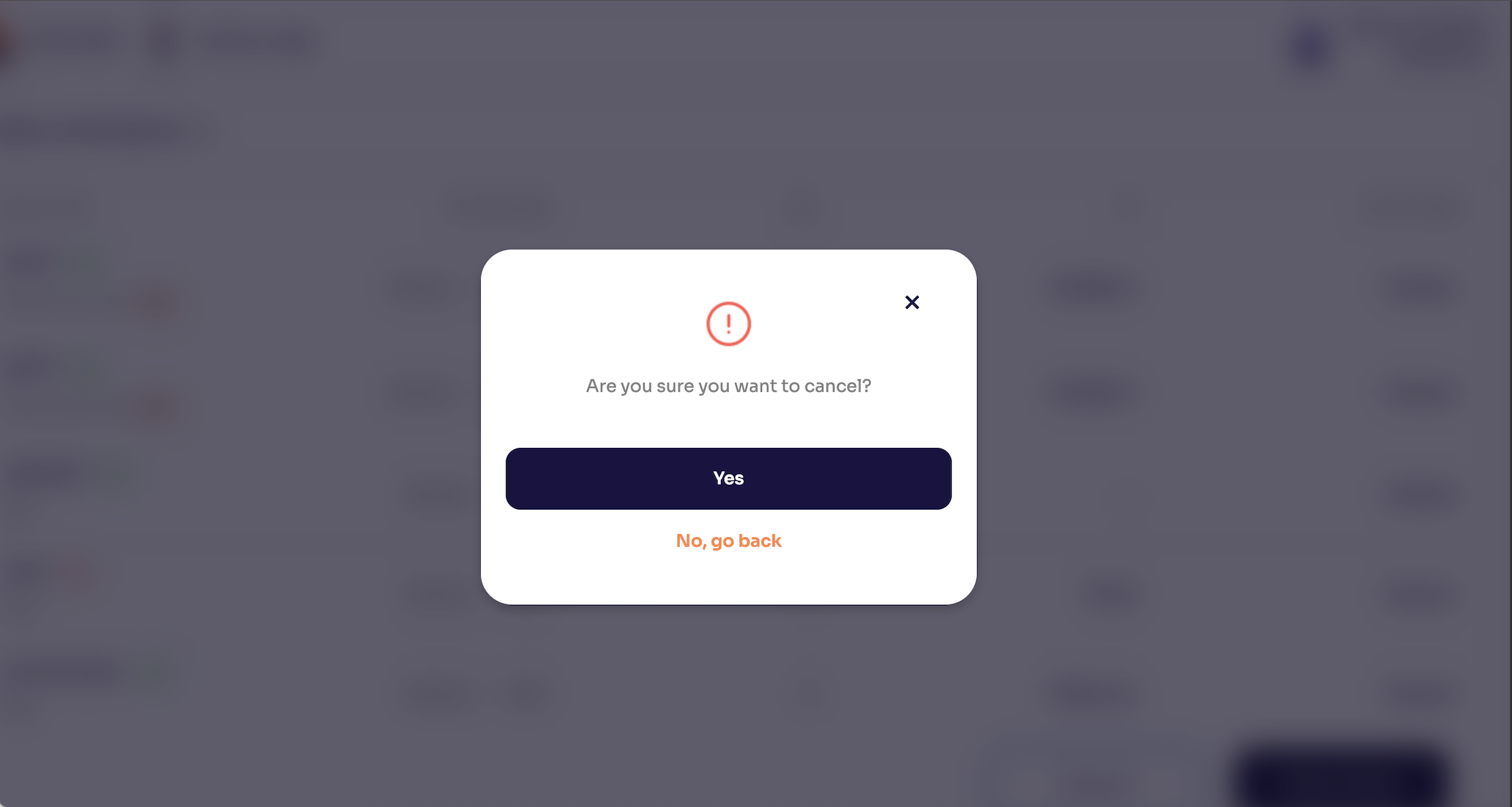 Confirm cancel popup